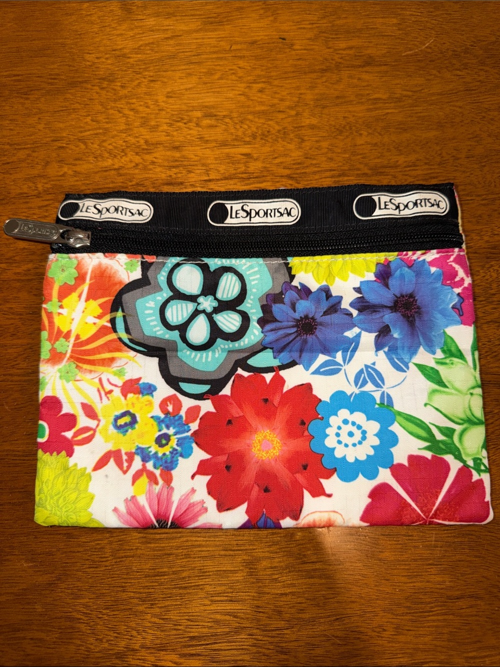 LeSportsac Floral Zip Cosmetic Pouch — Blue, Red, Green, Yellow